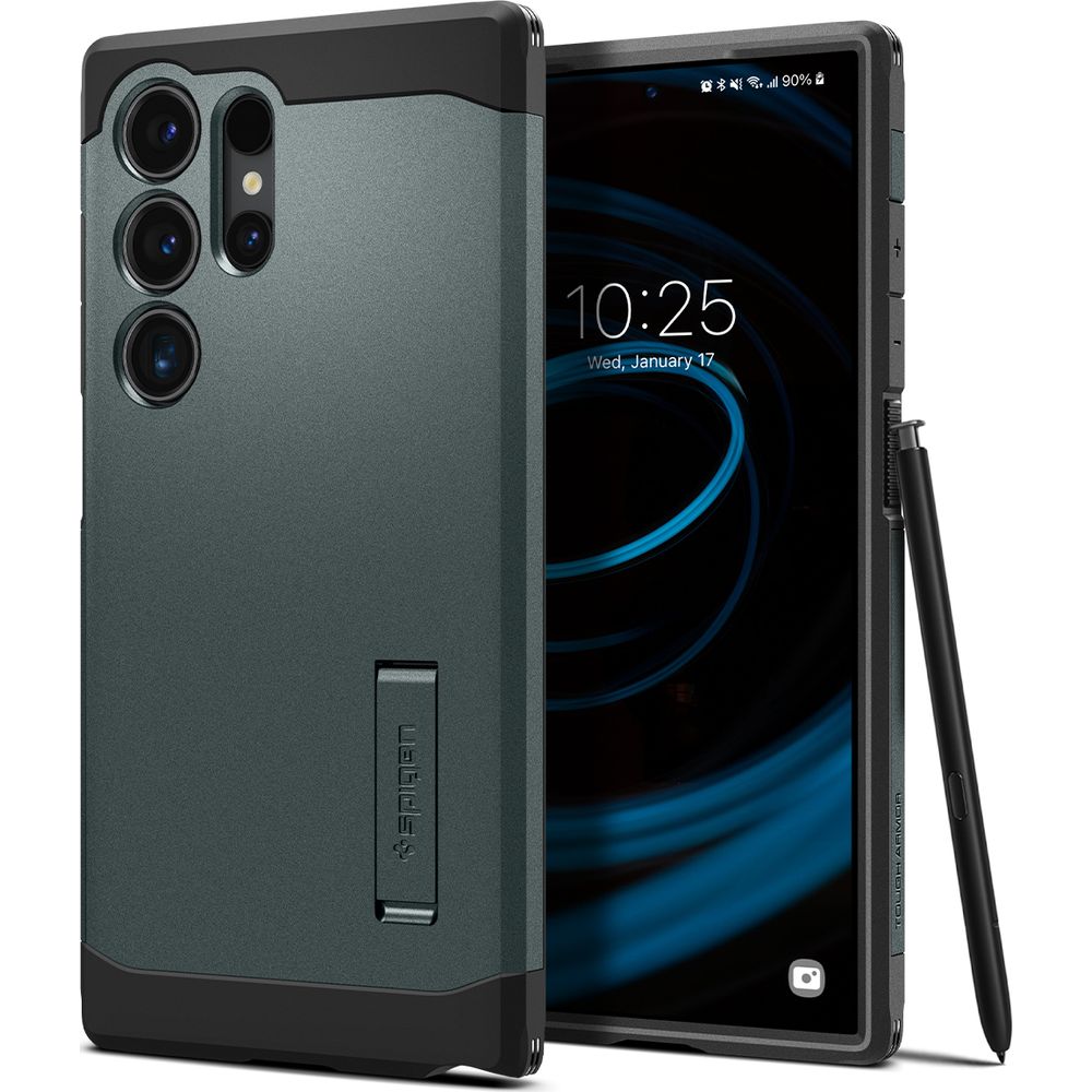 Etui od marki Spigen z serii Tough Armor do Galaxy S24 Ultra, zielone